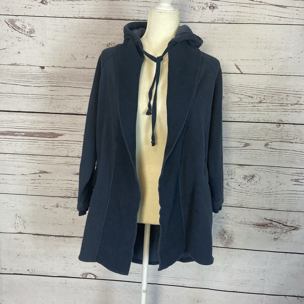 Fabletics Hoodie Cardigan Womens XXS Black Open Front Fleece Lined